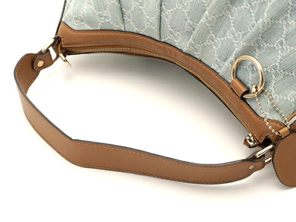 Gucci Sukey GG Hobo Bag Blue Brown Denim Leather - Picture 3 of 9